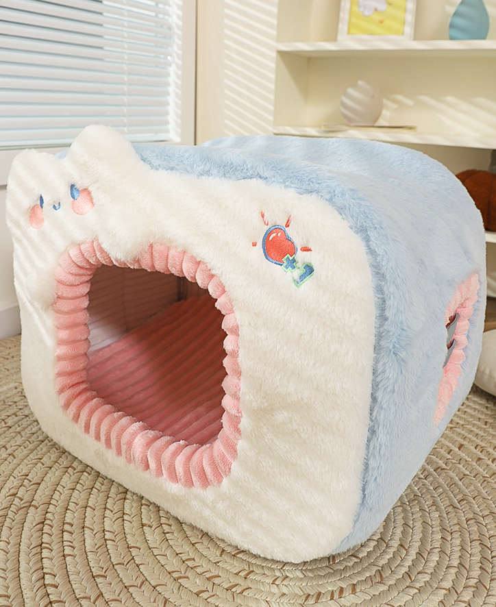 PawsCube Collapse-Proof Cat Bed – Reinforced Steel Frame & High-Density Foam, Insulated Side Window, Windproof Design